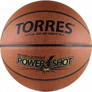 Мяч баскетбольный TORRES Power Shot цв.темнооранжевый-золотой-черный р.7